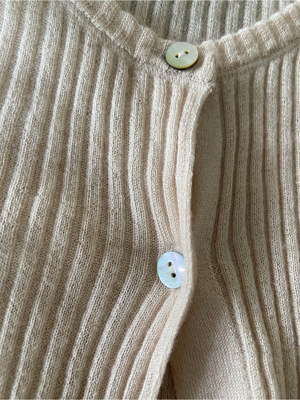Vince Beige Ribbed Button-Front Cardigan - Picture 5 of 7